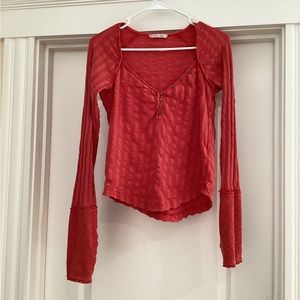 Free People Red Long Sleeve Top size small